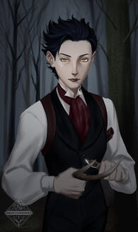 Sinclair Carver The human version of my cat cryptid character! This version of her is a history bounding, wood and antler carving witch.