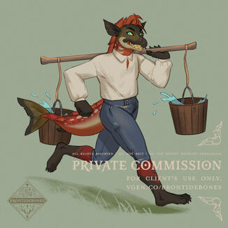 Surprise Me Commission for "N" Featuring the client's character in 18th century workwear, doing some outdoor chores.